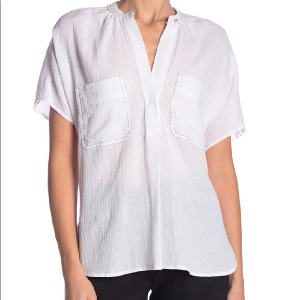 $245 VINCE Oversized Cotton Double Pocket Blouse